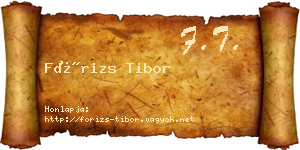 Fórizs Tibor névjegykártya